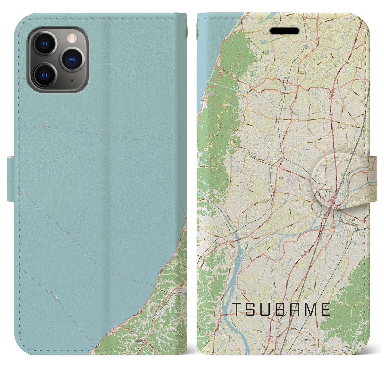【燕(新潟県)】地図柄iPhoneケース(手帳タイプ)ナチュラル・iPhone 11 Pro Max 用