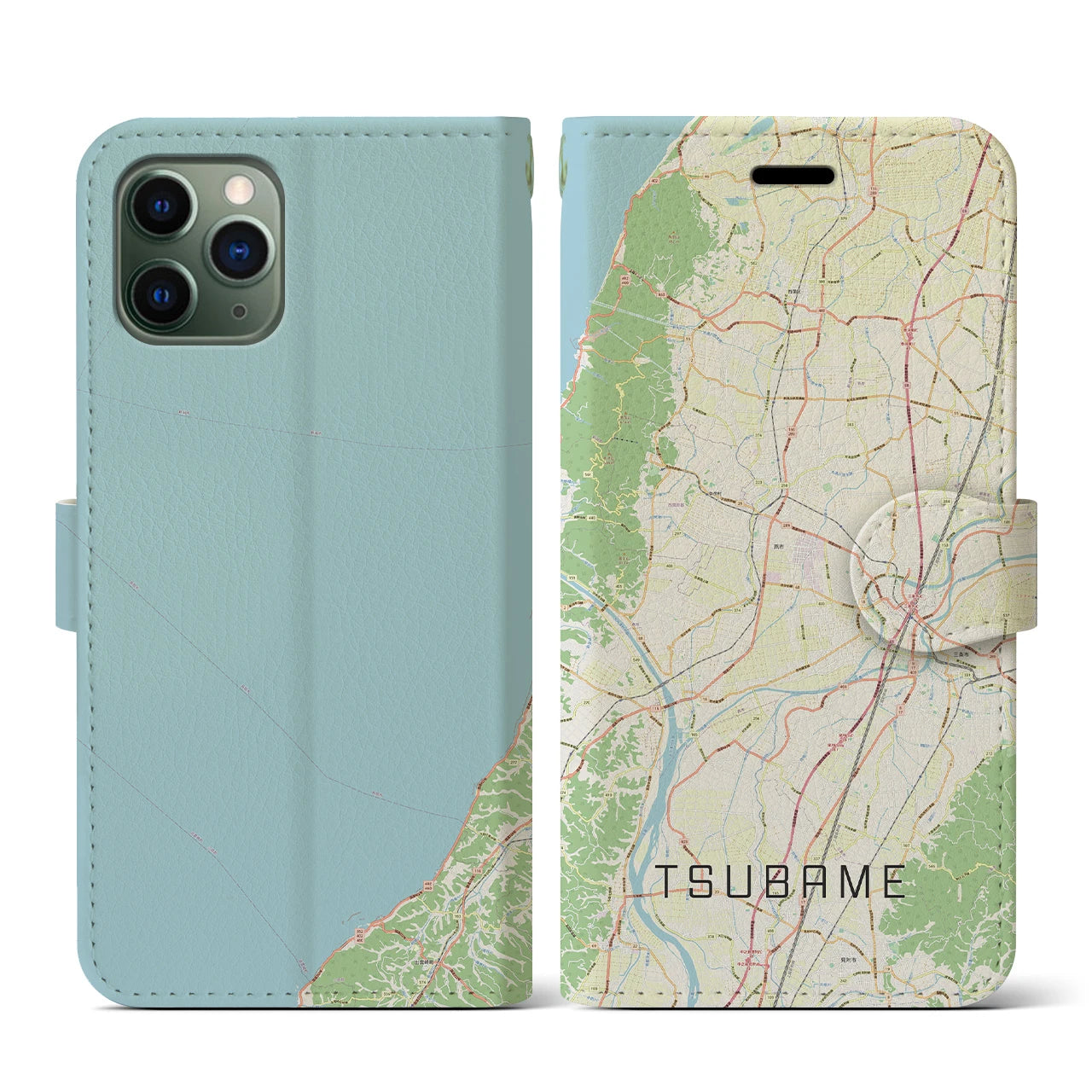 【燕(新潟県)】地図柄iPhoneケース(手帳タイプ)ナチュラル・iPhone 11 Pro 用
