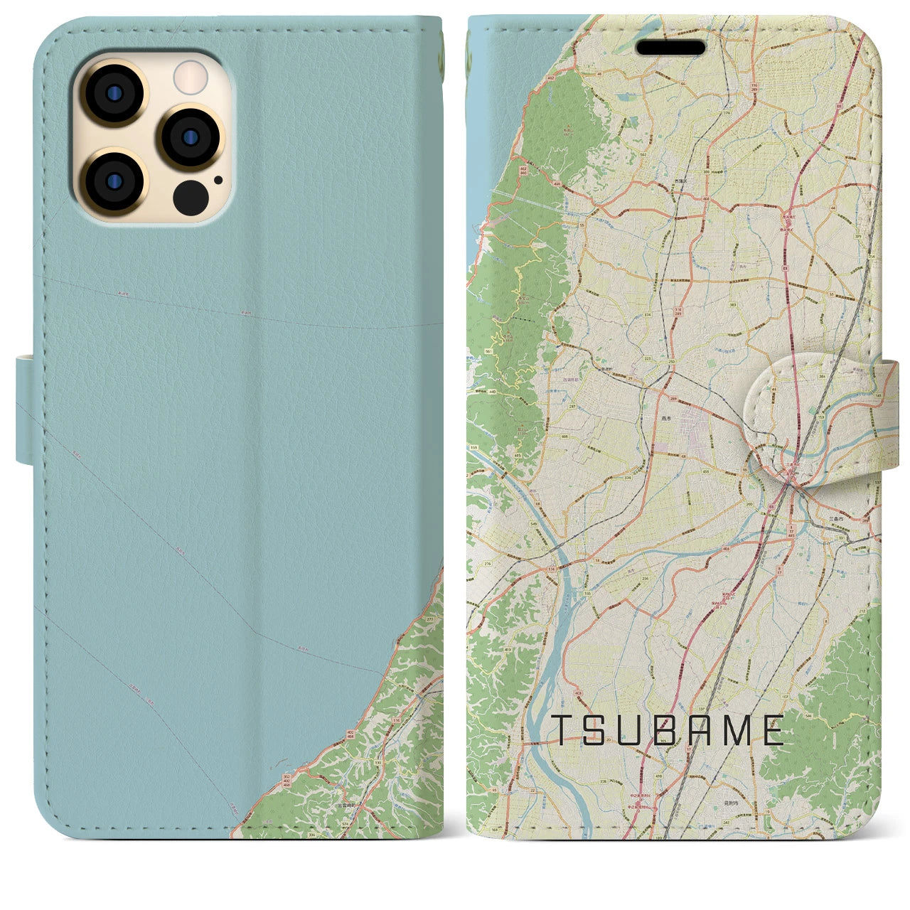 【燕(新潟県)】地図柄iPhoneケース(手帳タイプ)ナチュラル・iPhone 12 Pro Max 用