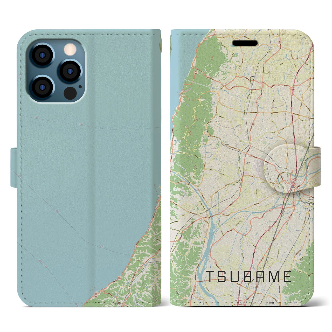 【燕(新潟県)】地図柄iPhoneケース(手帳タイプ)ナチュラル・iPhone 12 / 12 Pro 用