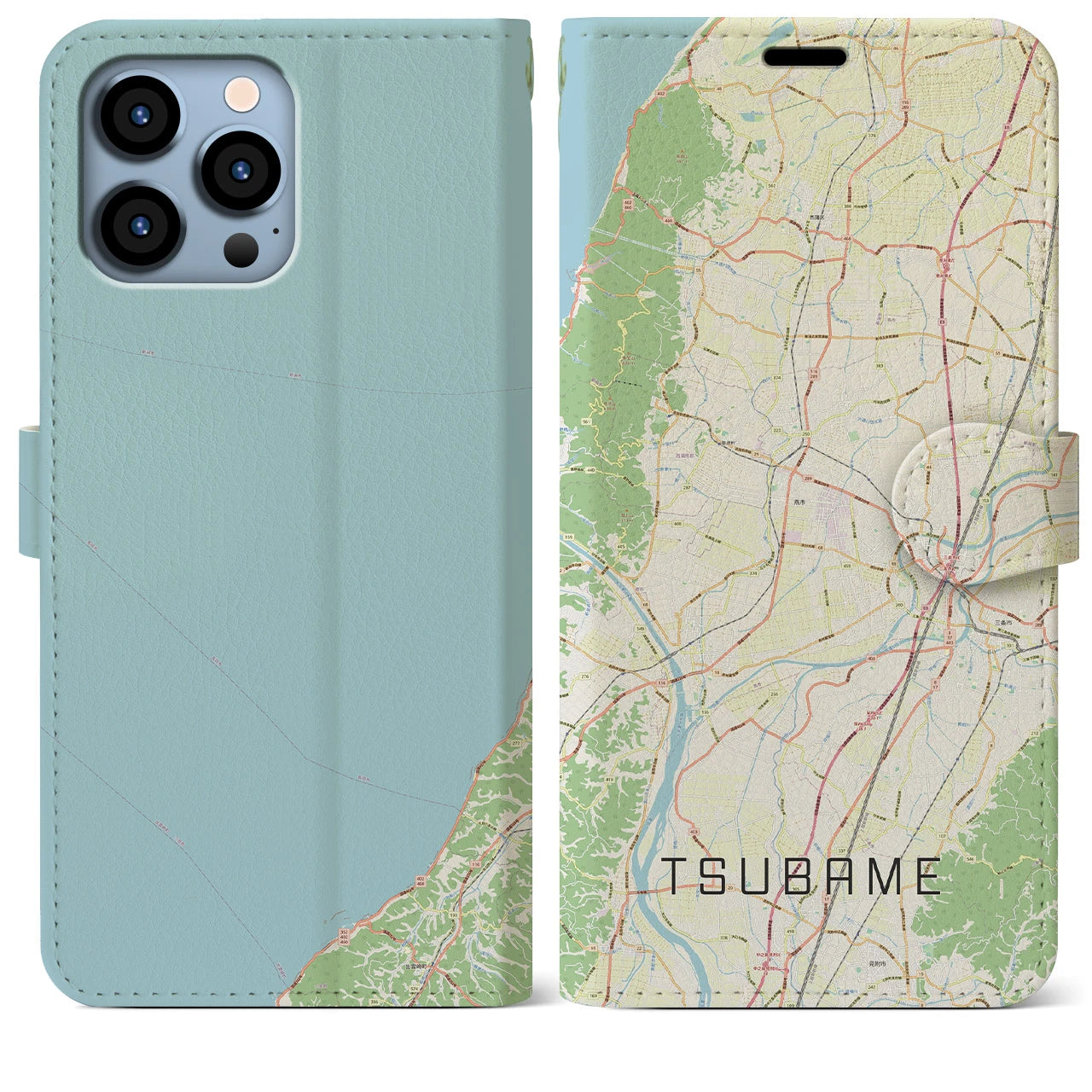 【燕(新潟県)】地図柄iPhoneケース(手帳タイプ)ナチュラル・iPhone 13 Pro Max 用