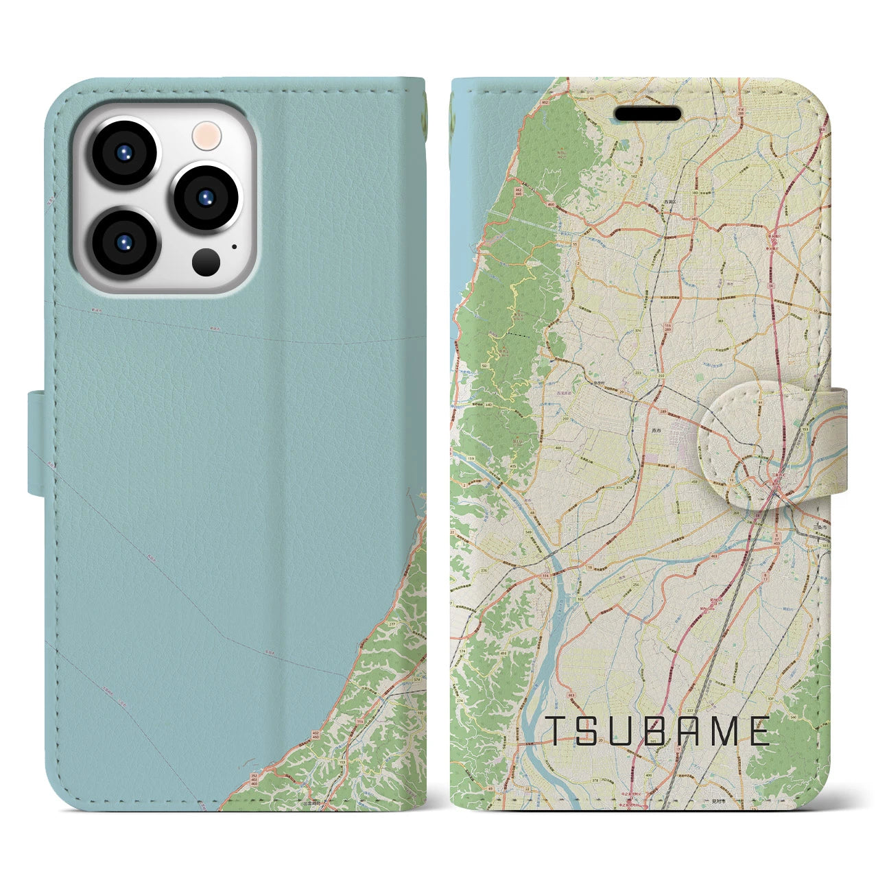 【燕(新潟県)】地図柄iPhoneケース(手帳タイプ)ナチュラル・iPhone 13 Pro 用