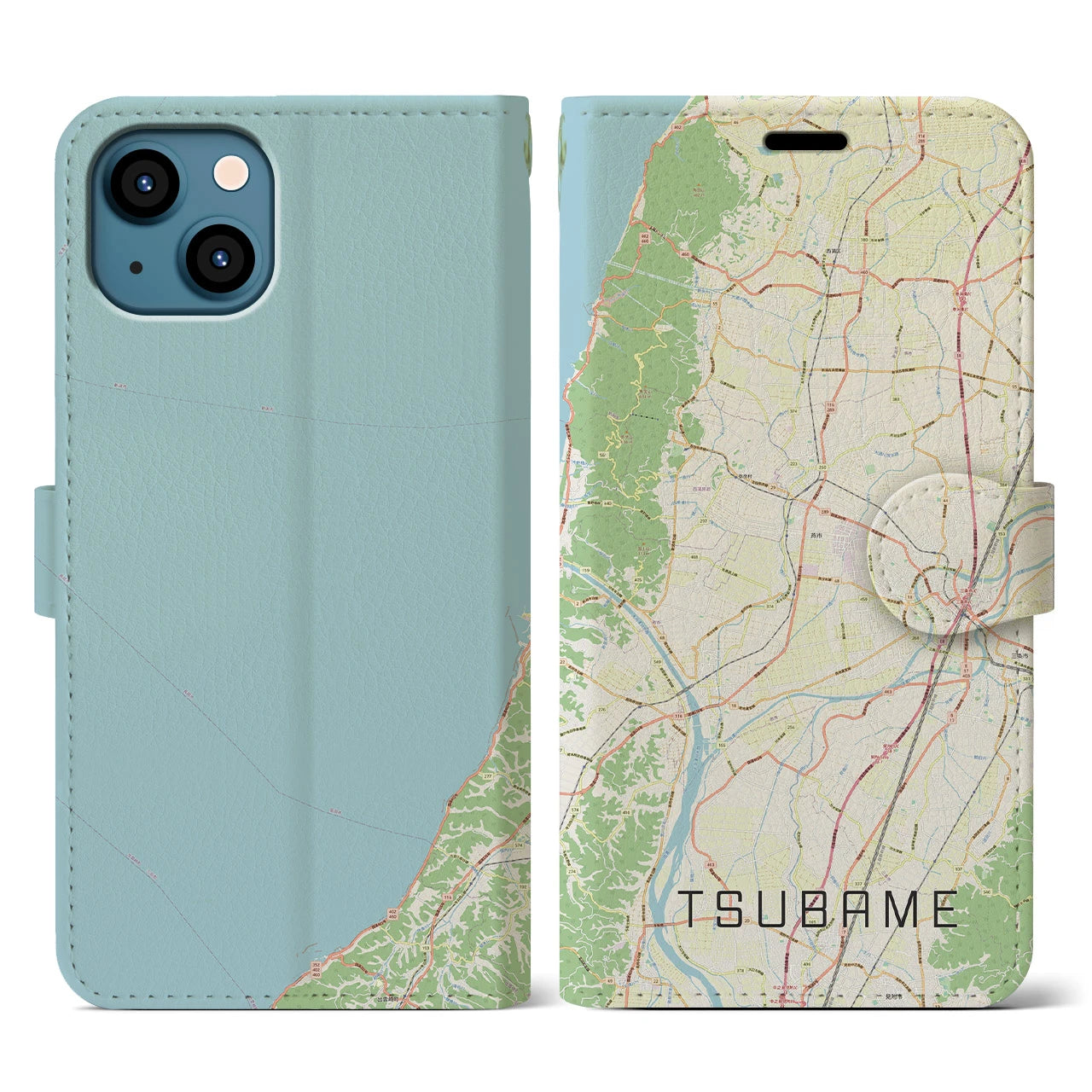 【燕(新潟県)】地図柄iPhoneケース(手帳タイプ)ナチュラル・iPhone 13 用