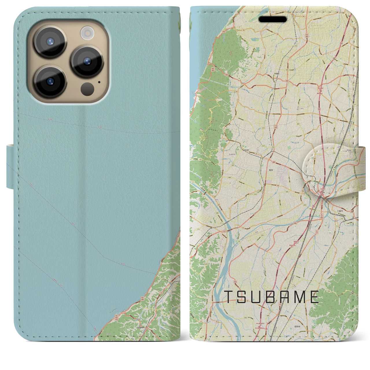 【燕(新潟県)】地図柄iPhoneケース(手帳タイプ)ナチュラル・iPhone 14 Pro Max 用