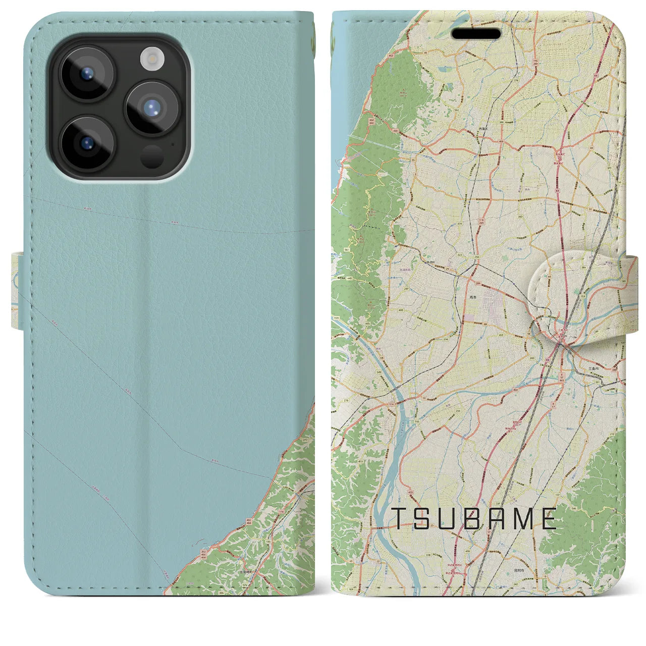 【燕(新潟県)】地図柄iPhoneケース(手帳タイプ)ナチュラル・iPhone 15 Pro Max 用
