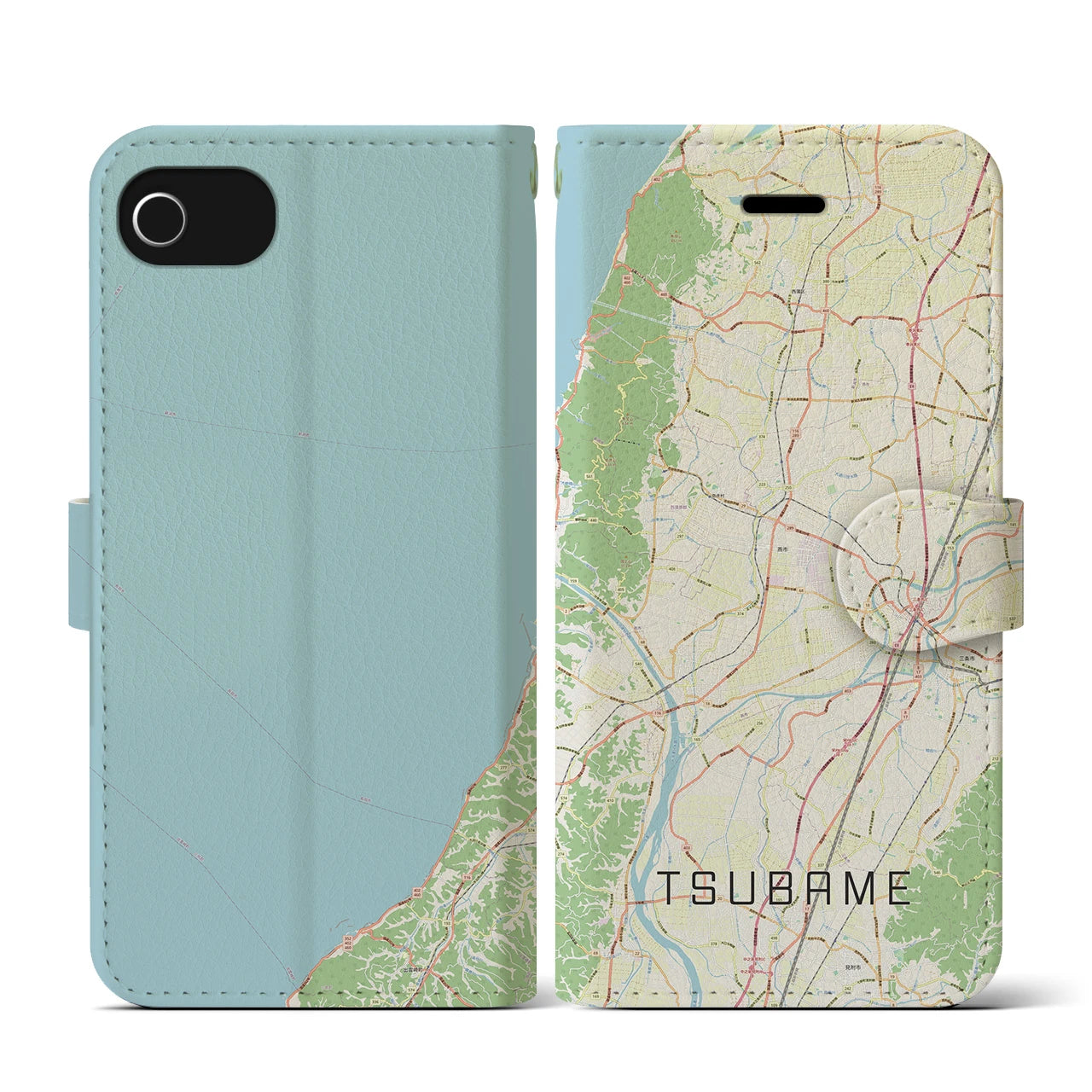 【燕(新潟県)】地図柄iPhoneケース(手帳タイプ)ナチュラル・iPhone SE(第3 / 第2世代) / 8 / 7 / 6s / 6 用