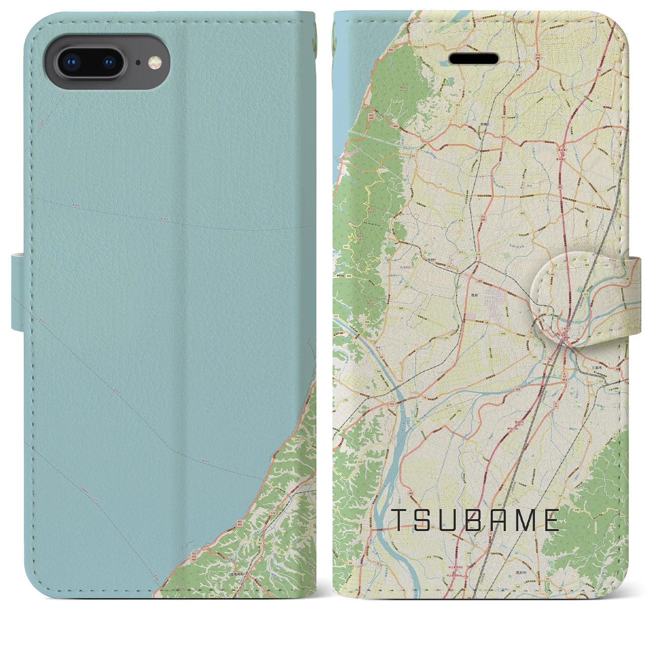 【燕(新潟県)】地図柄iPhoneケース(手帳タイプ)ナチュラル・iPhone 8Plus /7Plus / 6sPlus / 6Plus 用