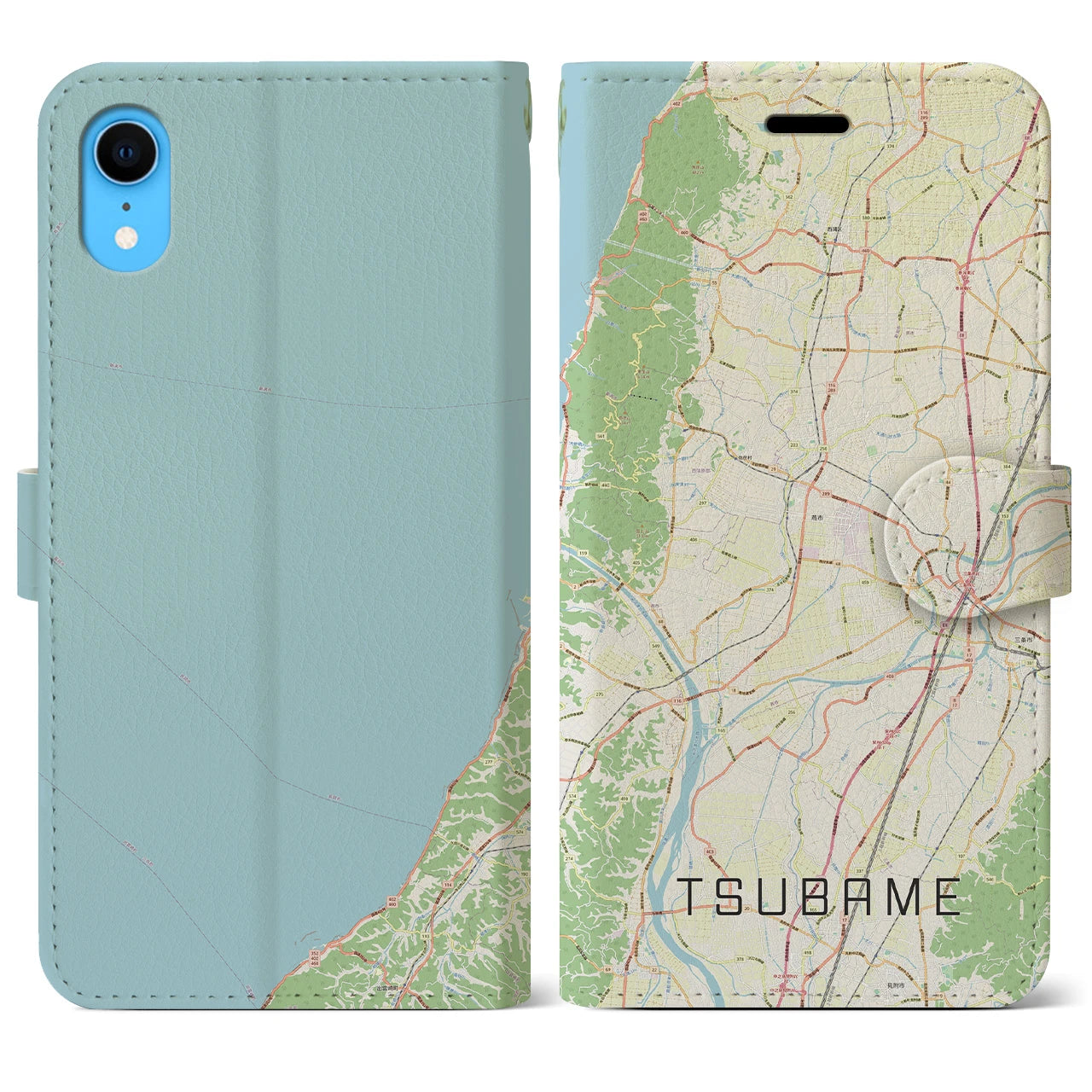 【燕(新潟県)】地図柄iPhoneケース(手帳タイプ)ナチュラル・iPhone XR 用