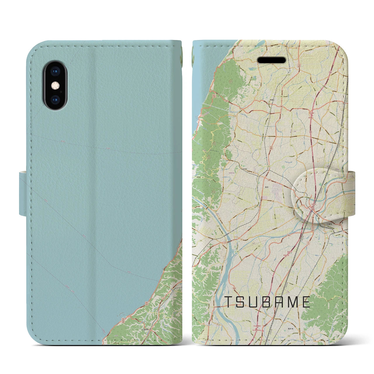 【燕(新潟県)】地図柄iPhoneケース(手帳タイプ)ナチュラル・iPhone XS / X 用