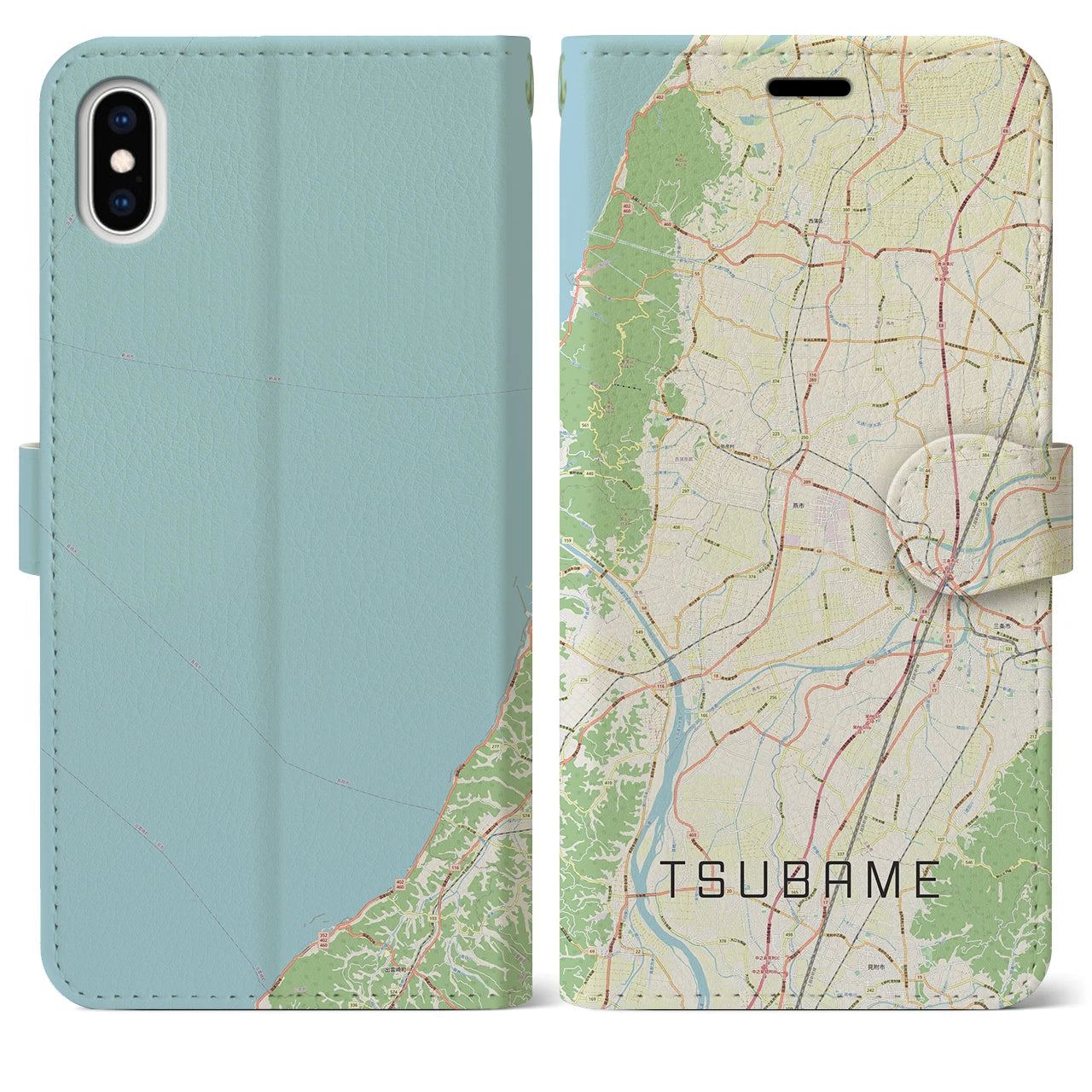 【燕(新潟県)】地図柄iPhoneケース(手帳タイプ)ナチュラル・iPhone XS Max 用