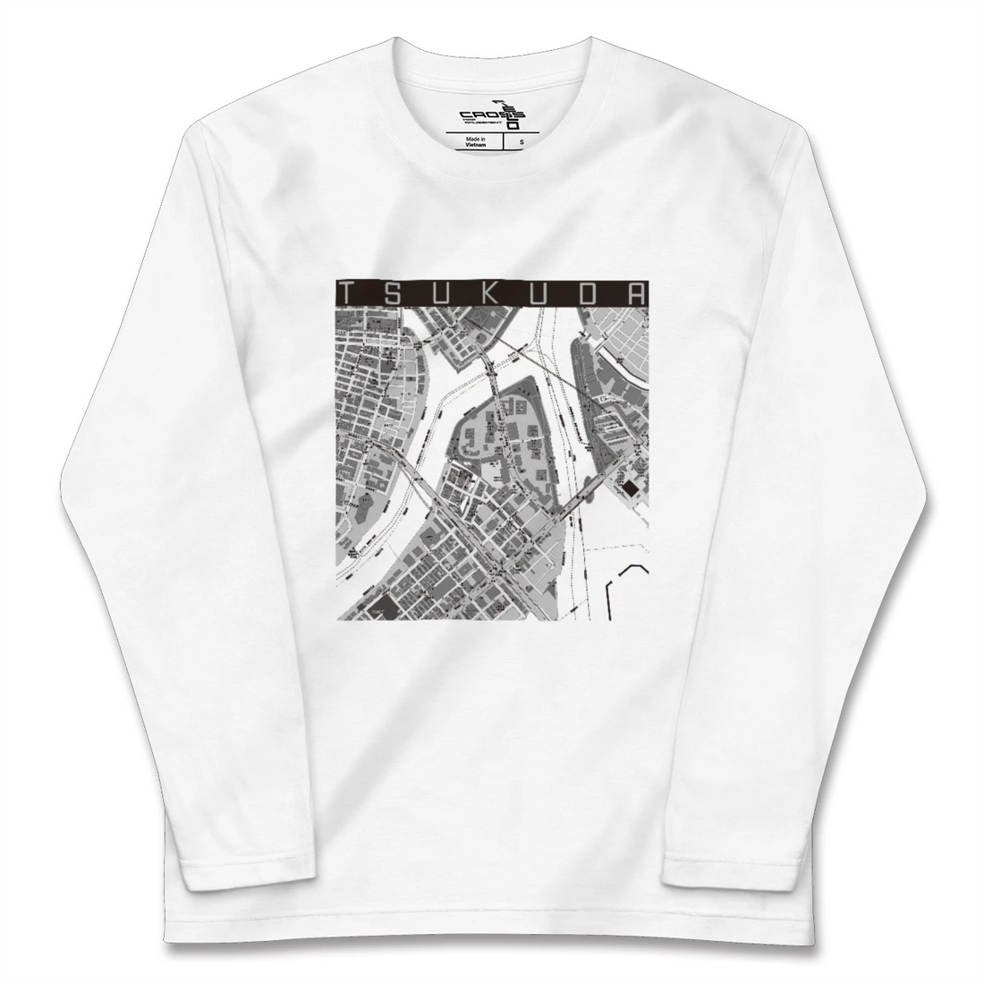 【佃(東京都)】地図柄ロングスリーブTシャツ