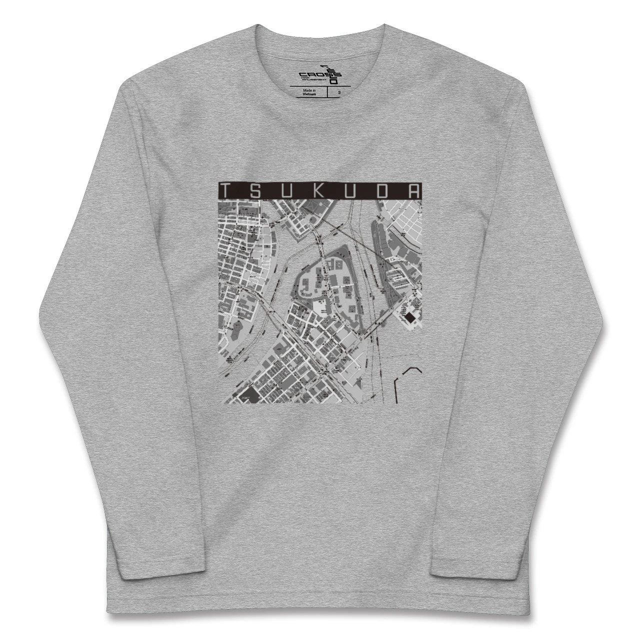 【佃(東京都)】地図柄ロングスリーブTシャツ