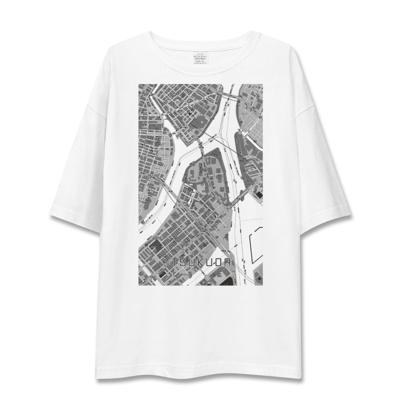 【佃(東京都)】地図柄ビッグシルエットTシャツ