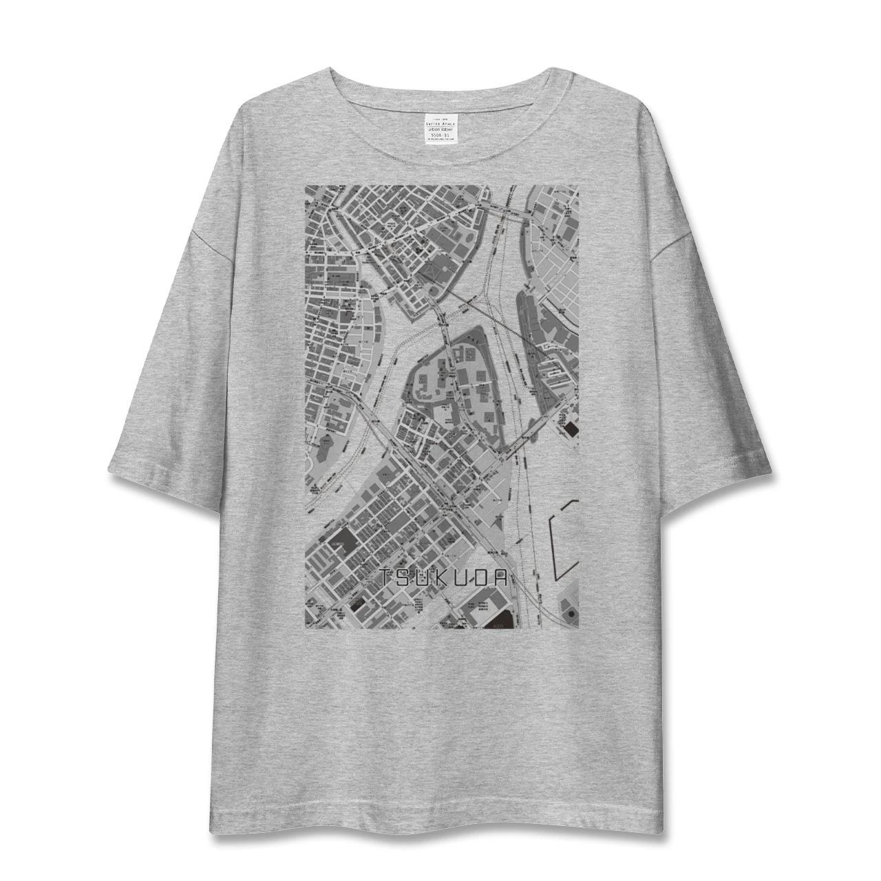 【佃(東京都)】地図柄ビッグシルエットTシャツ