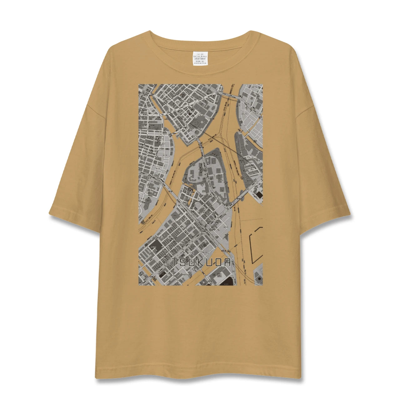 【佃(東京都)】地図柄ビッグシルエットTシャツ