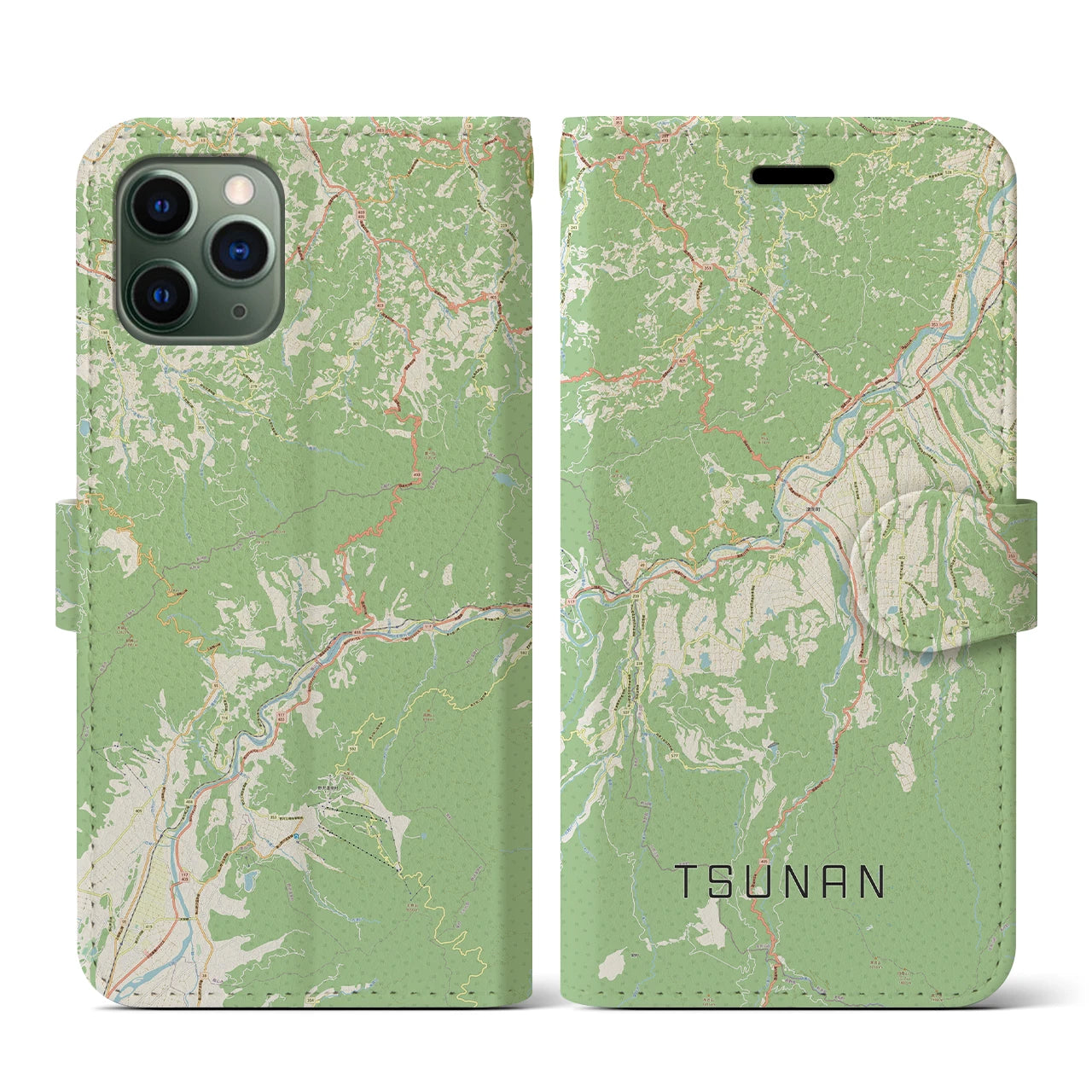 【津南(新潟県)】地図柄iPhoneケース(手帳タイプ)ナチュラル・iPhone 11 Pro 用