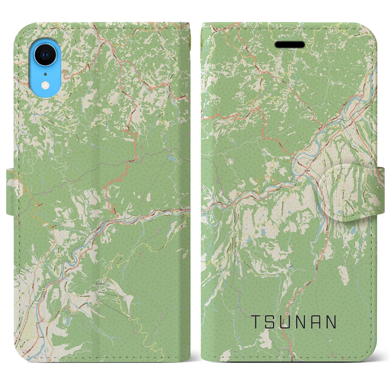 【津南(新潟県)】地図柄iPhoneケース(手帳タイプ)ナチュラル・iPhone XR 用