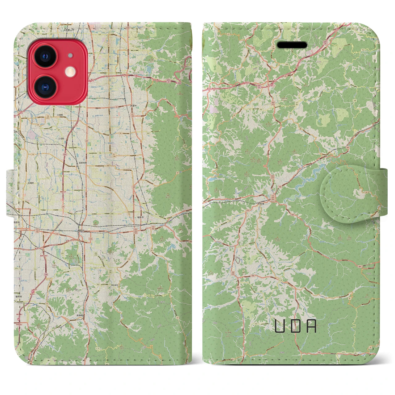 【宇陀(奈良県)】地図柄iPhoneケース(手帳タイプ)ナチュラル・iPhone 11 用