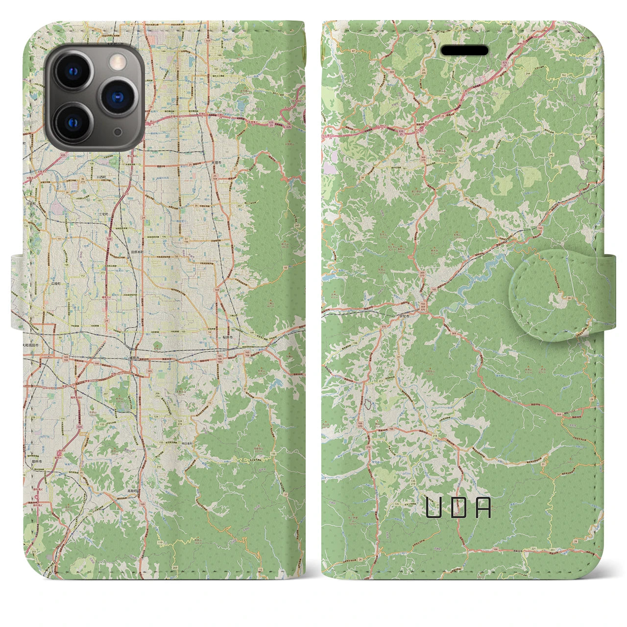 【宇陀(奈良県)】地図柄iPhoneケース(手帳タイプ)ナチュラル・iPhone 11 Pro Max 用