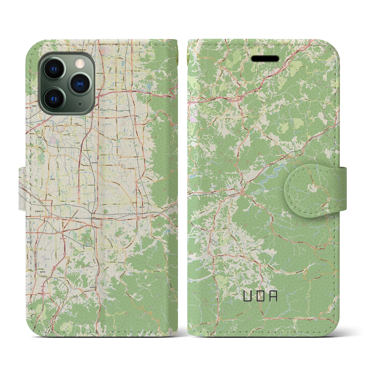 【宇陀(奈良県)】地図柄iPhoneケース(手帳タイプ)ナチュラル・iPhone 11 Pro 用