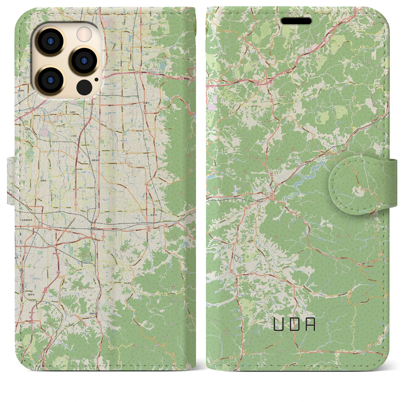 【宇陀(奈良県)】地図柄iPhoneケース(手帳タイプ)ナチュラル・iPhone 12 Pro Max 用