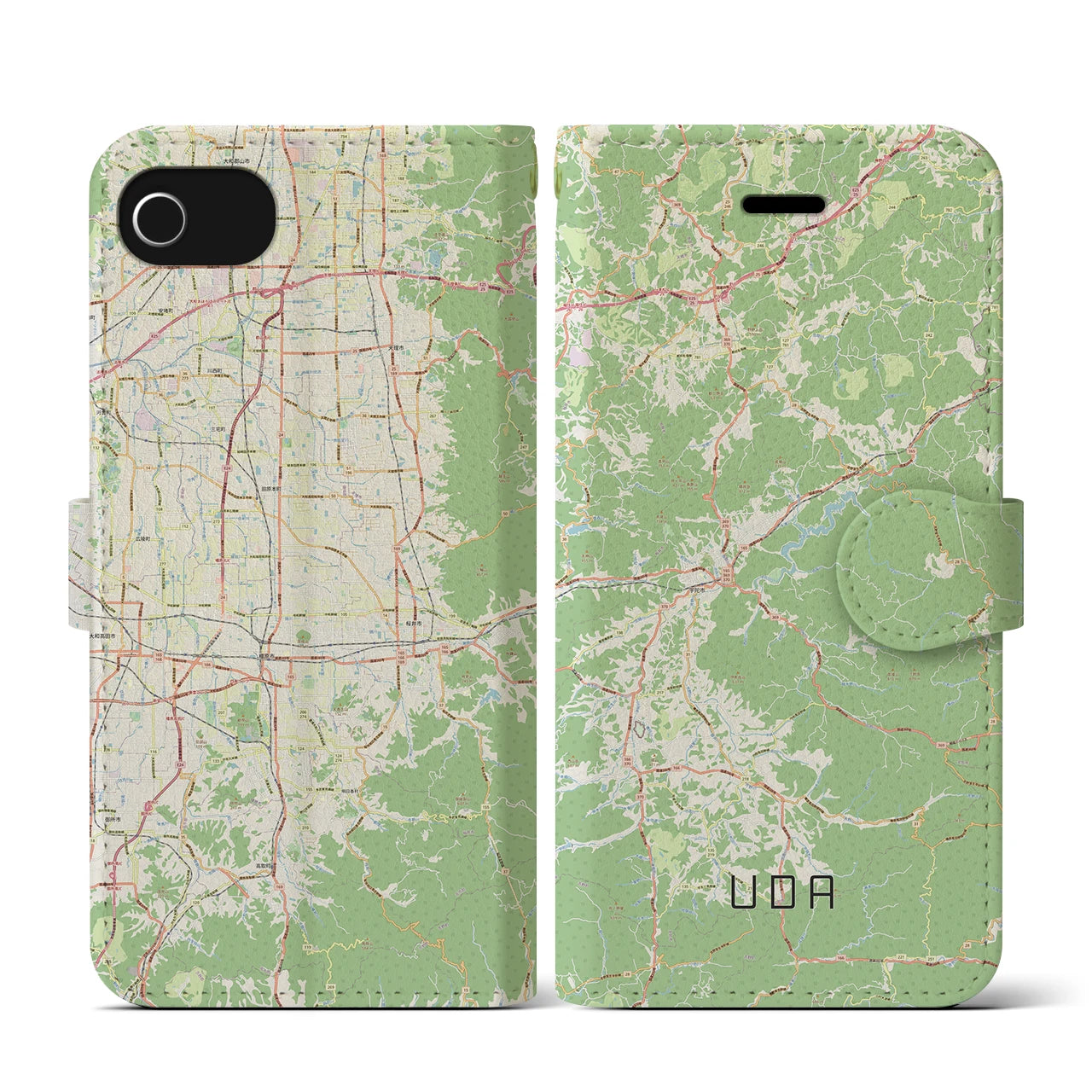 【宇陀(奈良県)】地図柄iPhoneケース(手帳タイプ)ナチュラル・iPhone SE(第3 / 第2世代) / 8 / 7 / 6s / 6 用