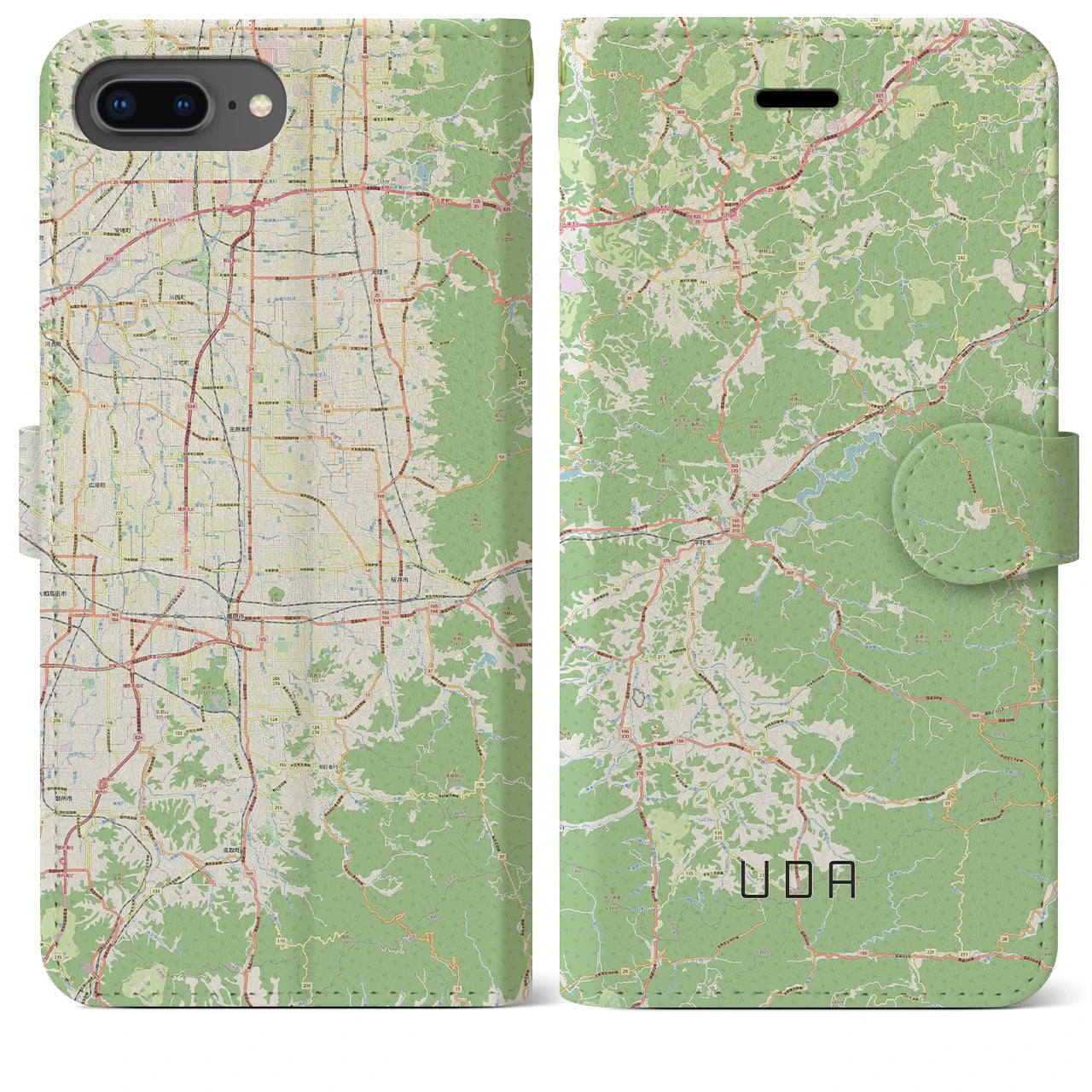 【宇陀(奈良県)】地図柄iPhoneケース(手帳タイプ)ナチュラル・iPhone 8Plus /7Plus / 6sPlus / 6Plus 用
