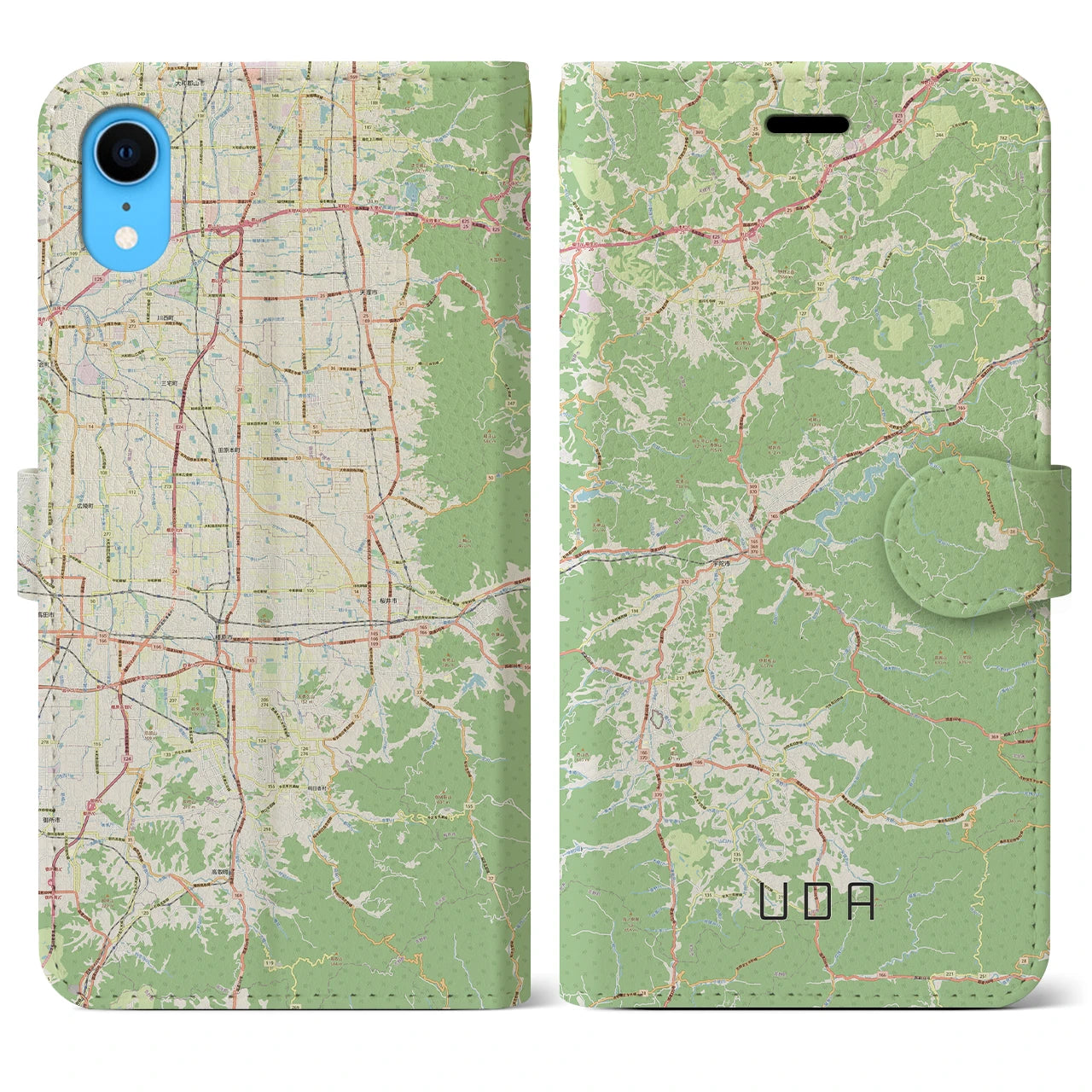 【宇陀(奈良県)】地図柄iPhoneケース(手帳タイプ)ナチュラル・iPhone XR 用