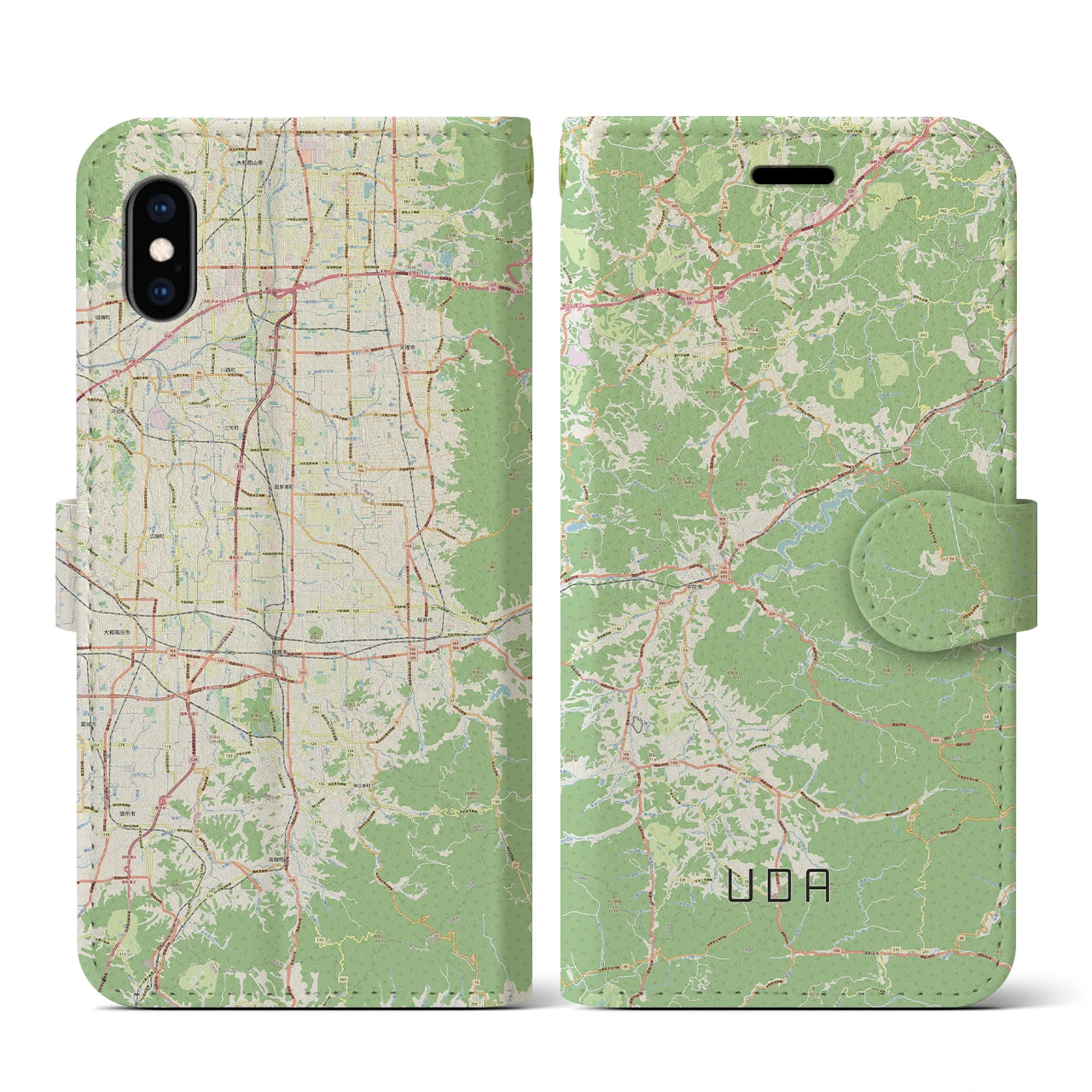 【宇陀(奈良県)】地図柄iPhoneケース(手帳タイプ)ナチュラル・iPhone XS / X 用