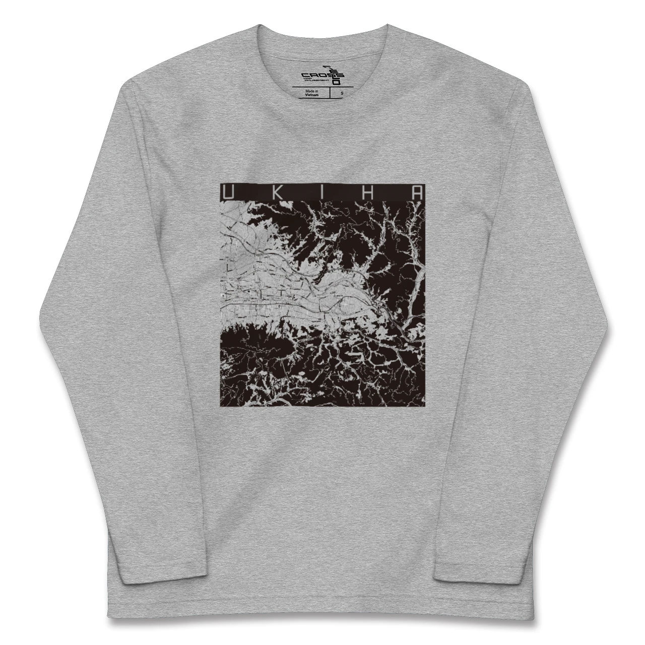 【うきは(福岡県)】地図柄ロングスリーブTシャツ
