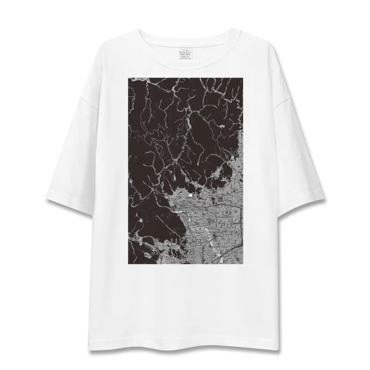 【右京(京都府)】地図柄ビッグシルエットTシャツ