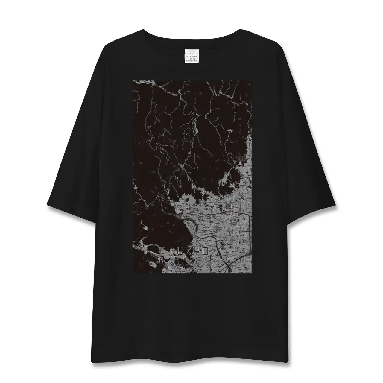 【右京(京都府)】地図柄ビッグシルエットTシャツ