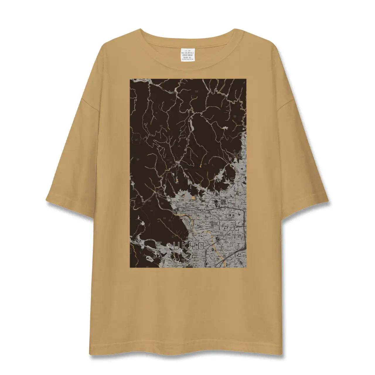 【右京(京都府)】地図柄ビッグシルエットTシャツ