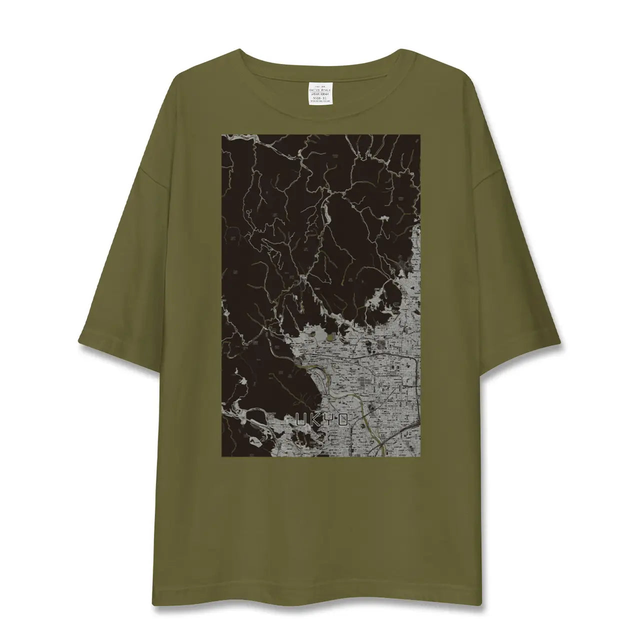 【右京(京都府)】地図柄ビッグシルエットTシャツ