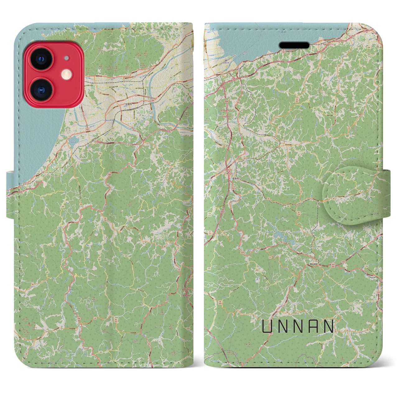 【雲南(島根県)】地図柄iPhoneケース(手帳タイプ)ナチュラル・iPhone 11 用