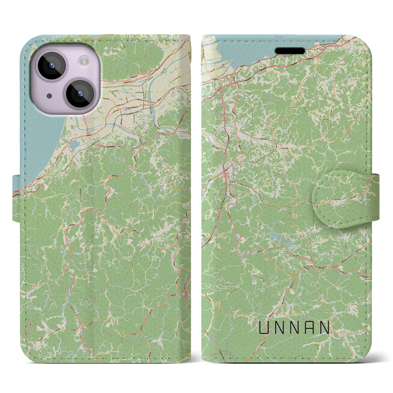 【雲南(島根県)】地図柄iPhoneケース(手帳タイプ)ナチュラル・iPhone 14 用