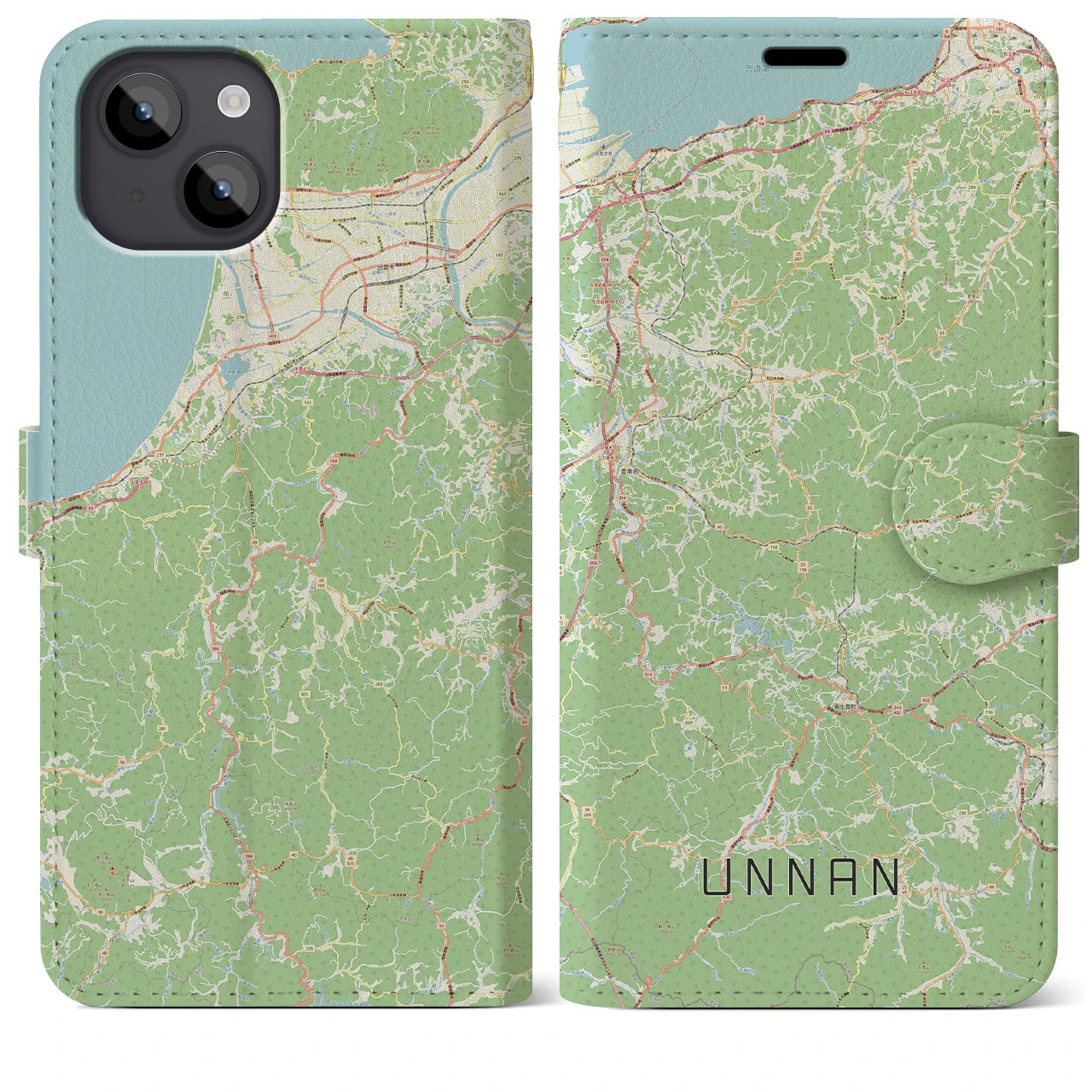 【雲南(島根県)】地図柄iPhoneケース(手帳タイプ)ナチュラル・iPhone 14 Plus 用