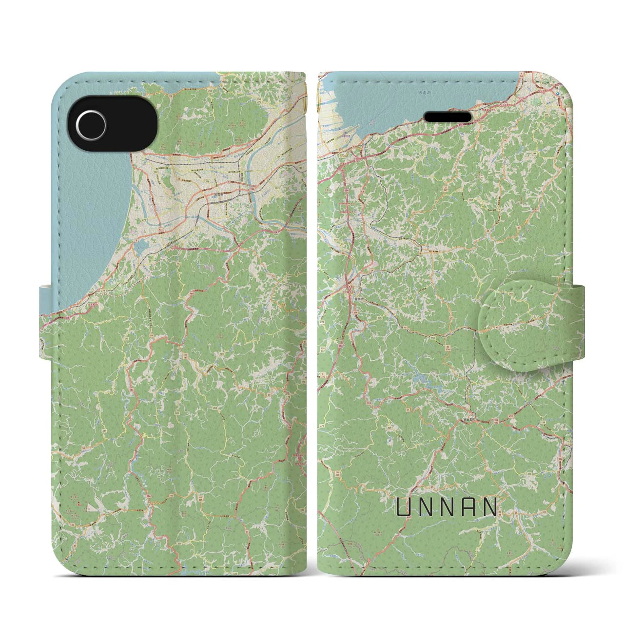 【雲南(島根県)】地図柄iPhoneケース(手帳タイプ)ナチュラル・iPhone SE(第3 / 第2世代) / 8 / 7 / 6s / 6 用