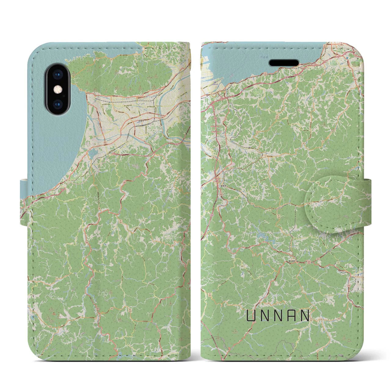 【雲南(島根県)】地図柄iPhoneケース(手帳タイプ)ナチュラル・iPhone XS / X 用