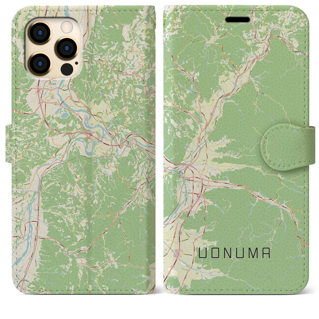 【魚沼(新潟県)】地図柄iPhoneケース(手帳タイプ)ナチュラル・iPhone 12 Pro Max 用