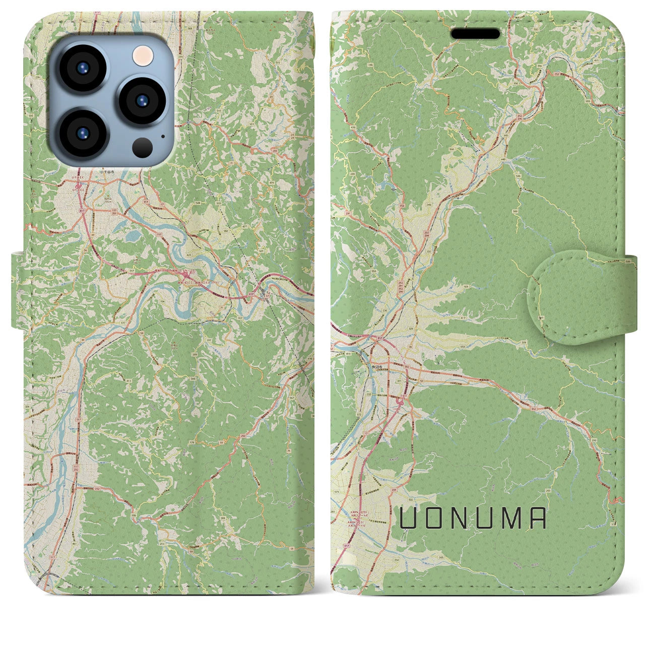 【魚沼(新潟県)】地図柄iPhoneケース(手帳タイプ)ナチュラル・iPhone 13 Pro Max 用