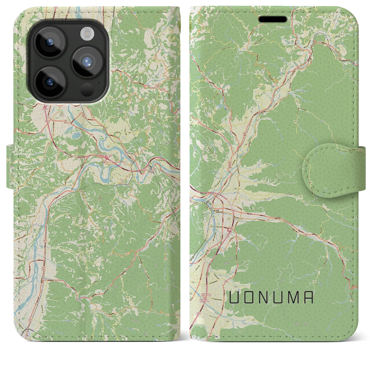 【魚沼(新潟県)】地図柄iPhoneケース(手帳タイプ)ナチュラル・iPhone 15 Pro Max 用