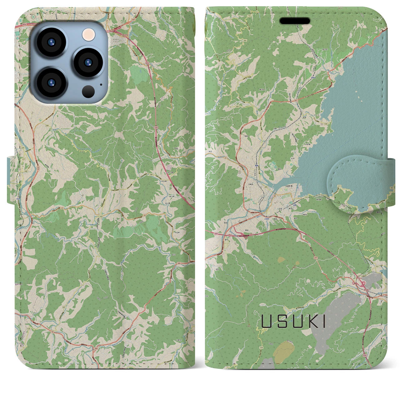【臼杵(大分県)】地図柄iPhoneケース(手帳タイプ)ナチュラル・iPhone 13 Pro Max 用