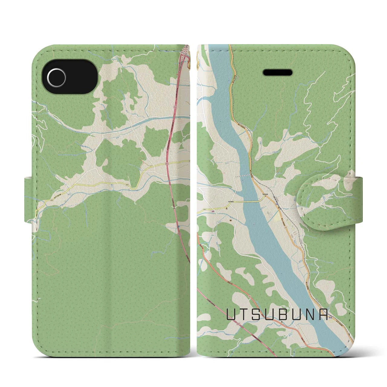 【内船(山梨県)】地図柄iPhoneケース(手帳タイプ)ナチュラル・iPhone SE(第3 / 第2世代) / 8 / 7 / 6s / 6 用