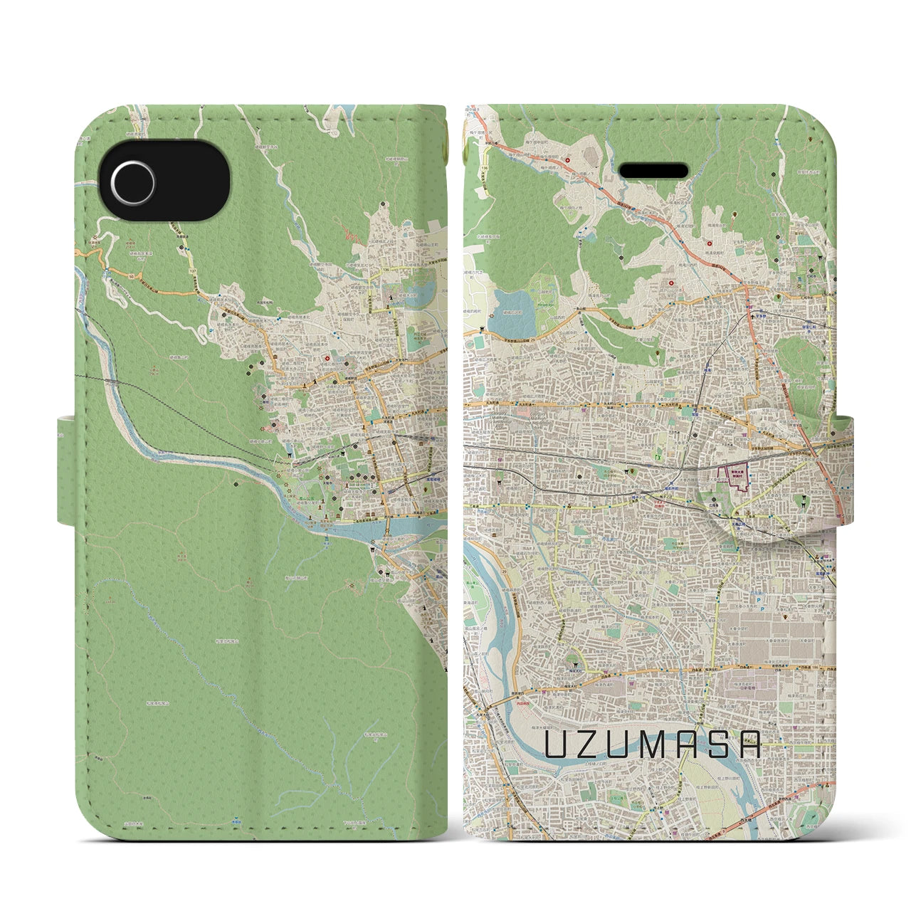 【太秦(京都府)】地図柄iPhoneケース(手帳タイプ)ナチュラル・iPhone SE(第3 / 第2世代) / 8 / 7 / 6s / 6 用
