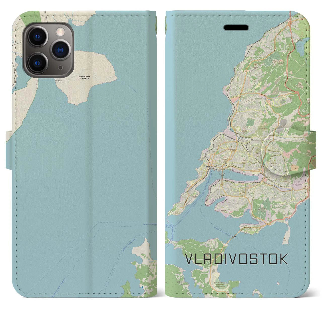 【ウラジオストク(ロシア)】地図柄iPhoneケース(手帳タイプ)ナチュラル・iPhone 11 Pro Max 用