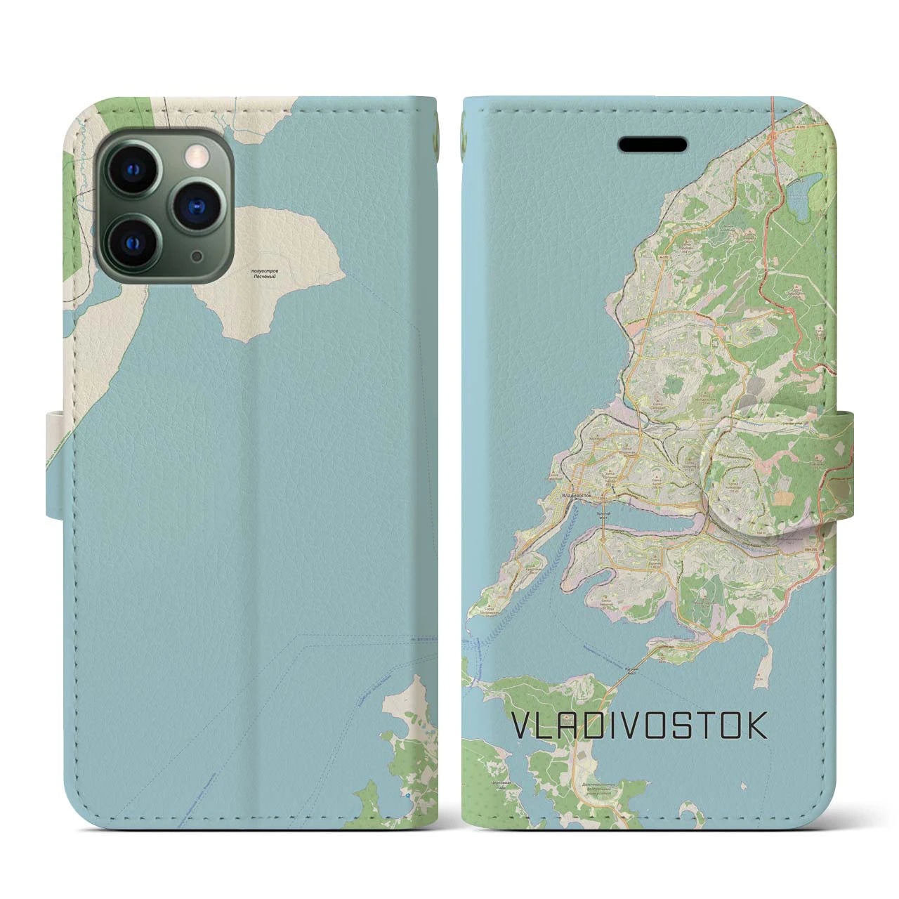 【ウラジオストク(ロシア)】地図柄iPhoneケース(手帳タイプ)ナチュラル・iPhone 11 Pro 用
