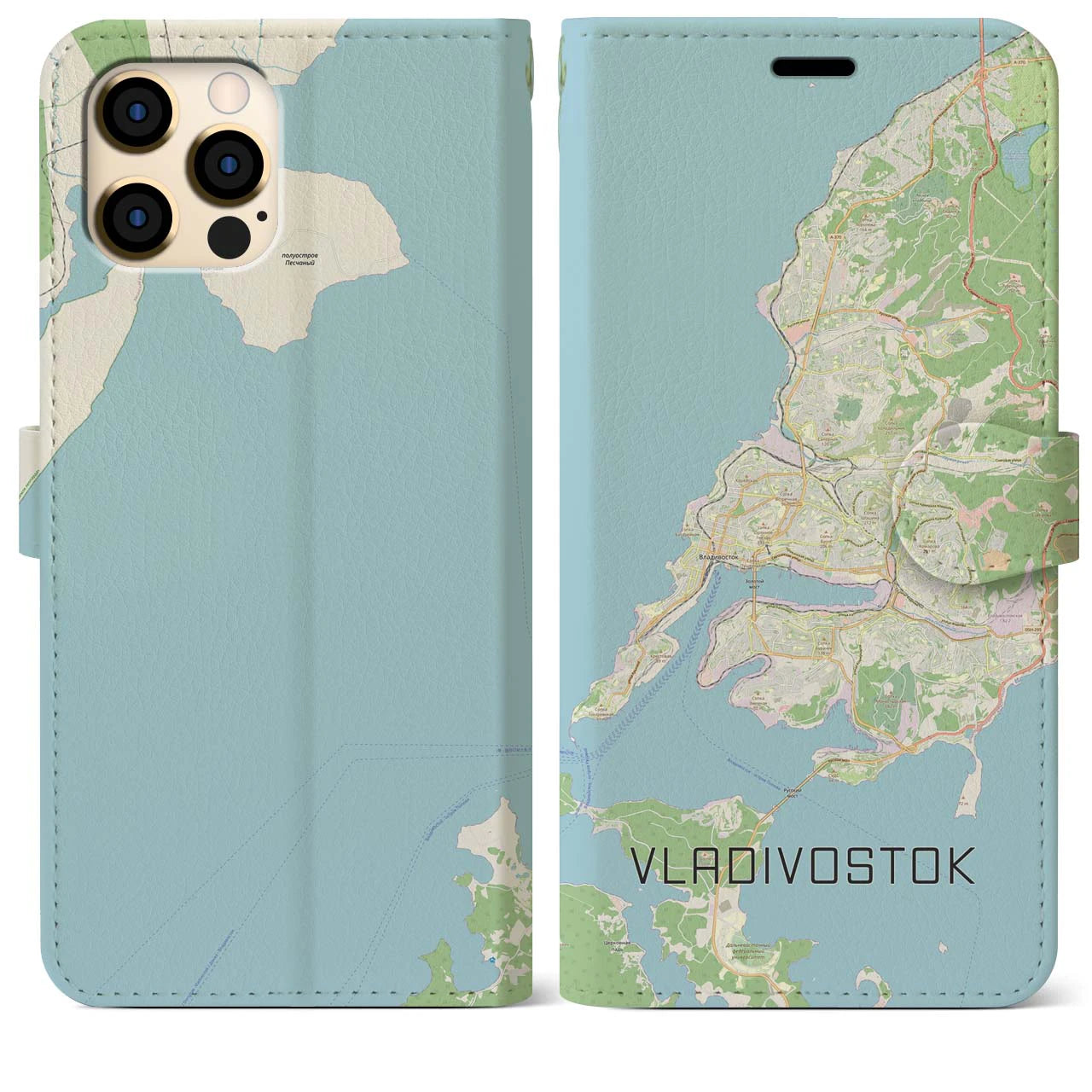 【ウラジオストク(ロシア)】地図柄iPhoneケース(手帳タイプ)ナチュラル・iPhone 12 Pro Max 用