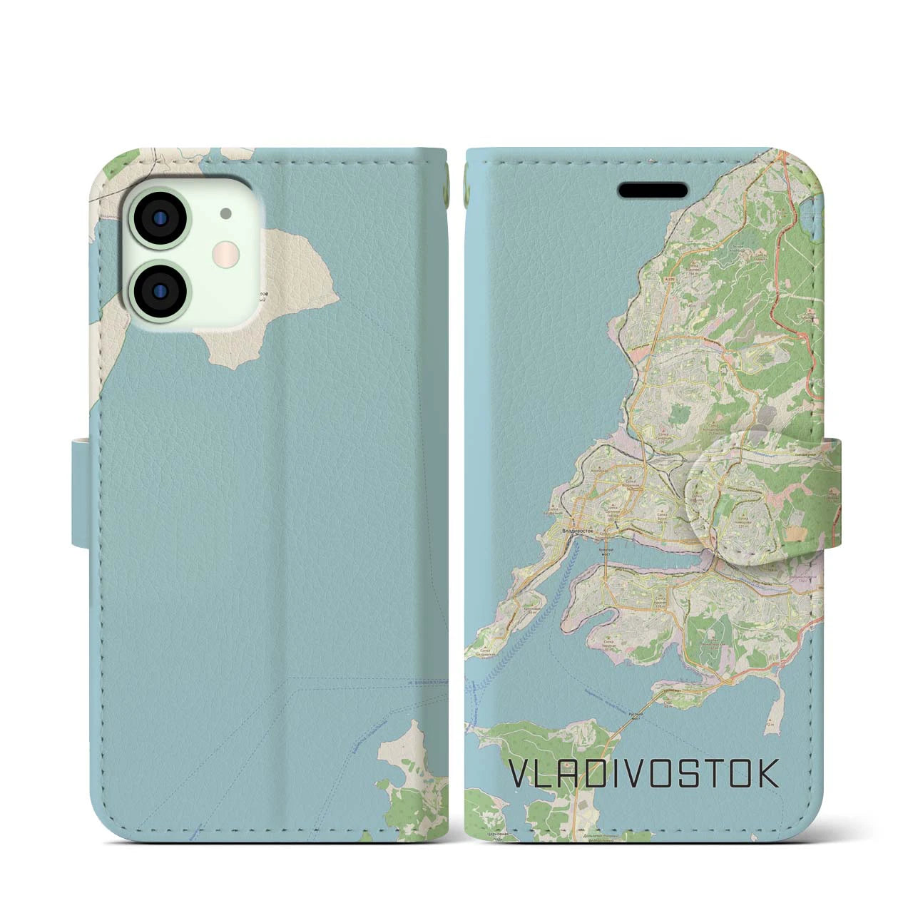 【ウラジオストク(ロシア)】地図柄iPhoneケース(手帳タイプ)ナチュラル・iPhone 12 mini 用