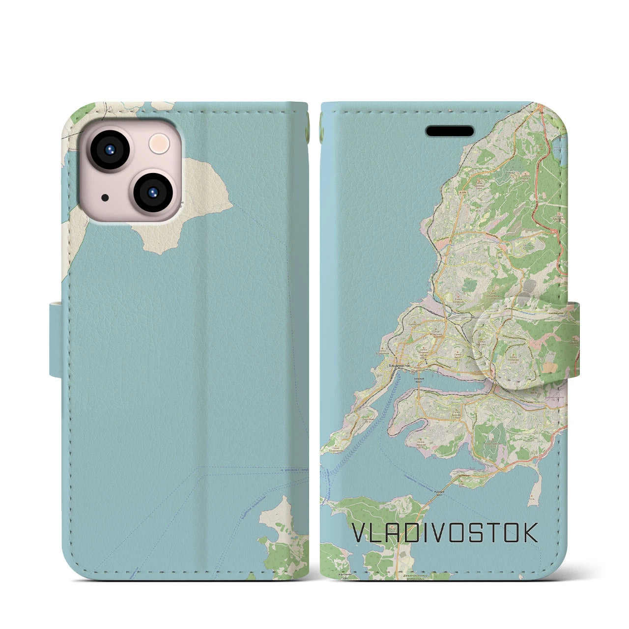 【ウラジオストク(ロシア)】地図柄iPhoneケース(手帳タイプ)ナチュラル・iPhone 13 mini 用